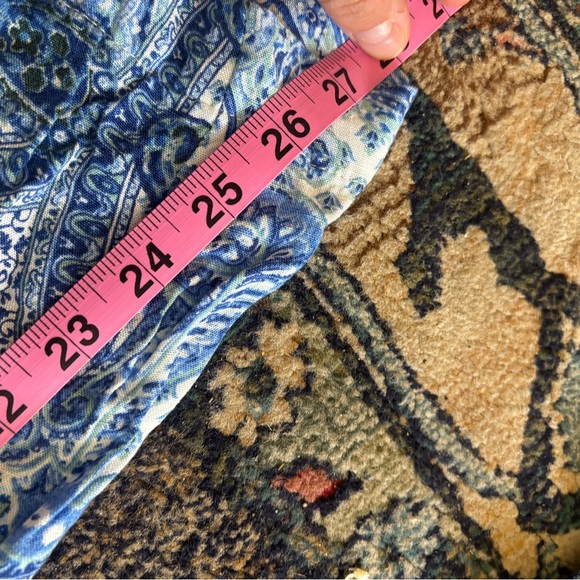 ZARA Wide Leg Paisley Blue  Linen Pants SZ Medium - Picture 6 of 7